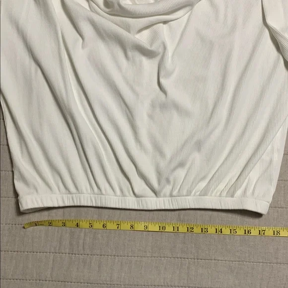 Evereve Women’s Paige Draped Ribbed White Large Long Sleeve Top Lagenlook Quiet - Picture 12 of 13